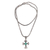 Silver and turquoise pendant necklace, 'Holy Sacrifice in Turquoise' - Artisan Crafted Sterling Silver Necklace with Cross Pendant thumbail