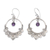 Amethyst dangle earrings, 'Opulence' - Round Amethyst Dangle Earrings in Sterling Silver (image 2a) thumbail