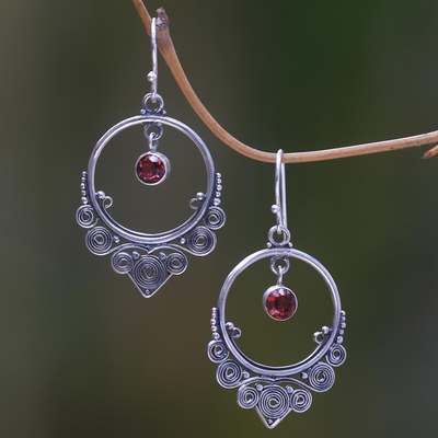 Garnet dangle earrings, Opulence