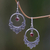Garnet dangle earrings, 'Opulence' - Round Sterling Silver Dangle Earrings with Garnets thumbail