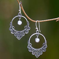 Cultured freshwater pearl dangle earrings, 'Opulence' - Cultured Freshwater Pearl Dangle Earrings in 925 Silver