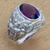 Amethyst men's ring, 'Benevolent Barong' - Barong Theme Men's Sterling Silver and Amethyst Ring (image 2) thumbail