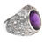 Amethyst men's ring, 'Benevolent Barong' - Barong Theme Men's Sterling Silver and Amethyst Ring (image 2b) thumbail