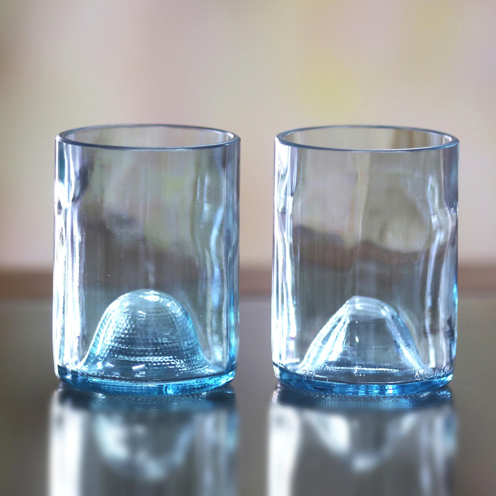 Handcrafted Recycled Drinking Glasses (Pair) Blue Sky NOVICA