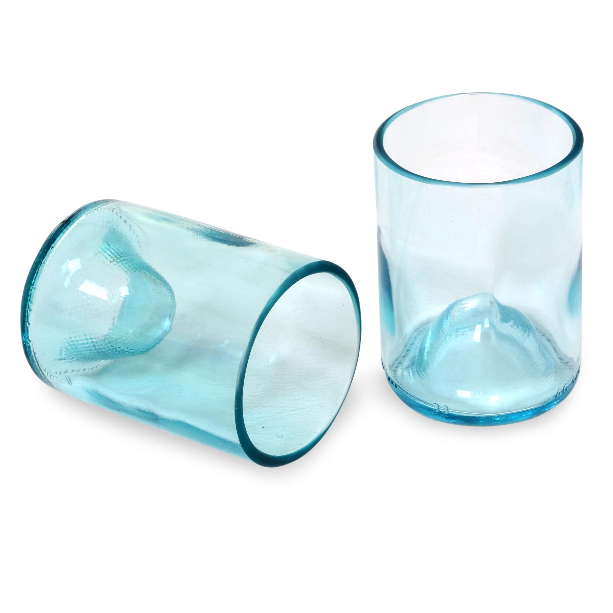 Handcrafted Recycled Drinking Glasses (Pair) Blue Sky NOVICA