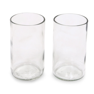 Recycled Drinking Glasses, 'Clear Sky' (pair) - Artisan Crafted Recycled Clear Drinking Glasses (Pair)