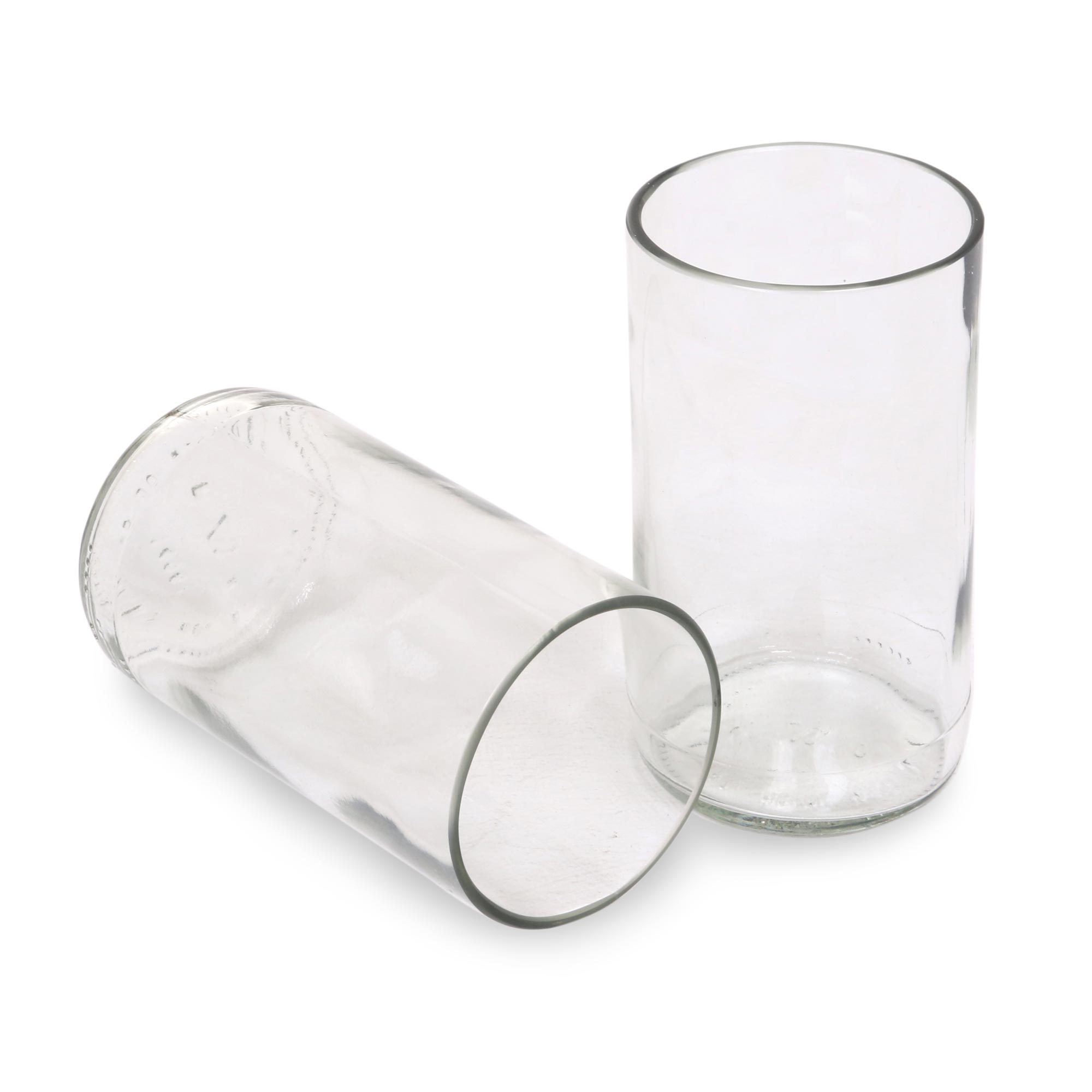 Artisan Crafted Recycled Clear Drinking Glasses (Pair) Clear Sky NOVICA