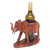 Wood wine bottle holder, 'Sumatran Elephant' - Hand Carved Suar Wood Elephant Wine Bottle Holder (image 2c) thumbail