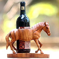 Wood bottle holder, Sumbawa Horse
