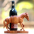 Wood bottle holder, 'Sumbawa Horse' - Hand Carved Suar Wood Horse Bottle Holder from Bali (image 2) thumbail