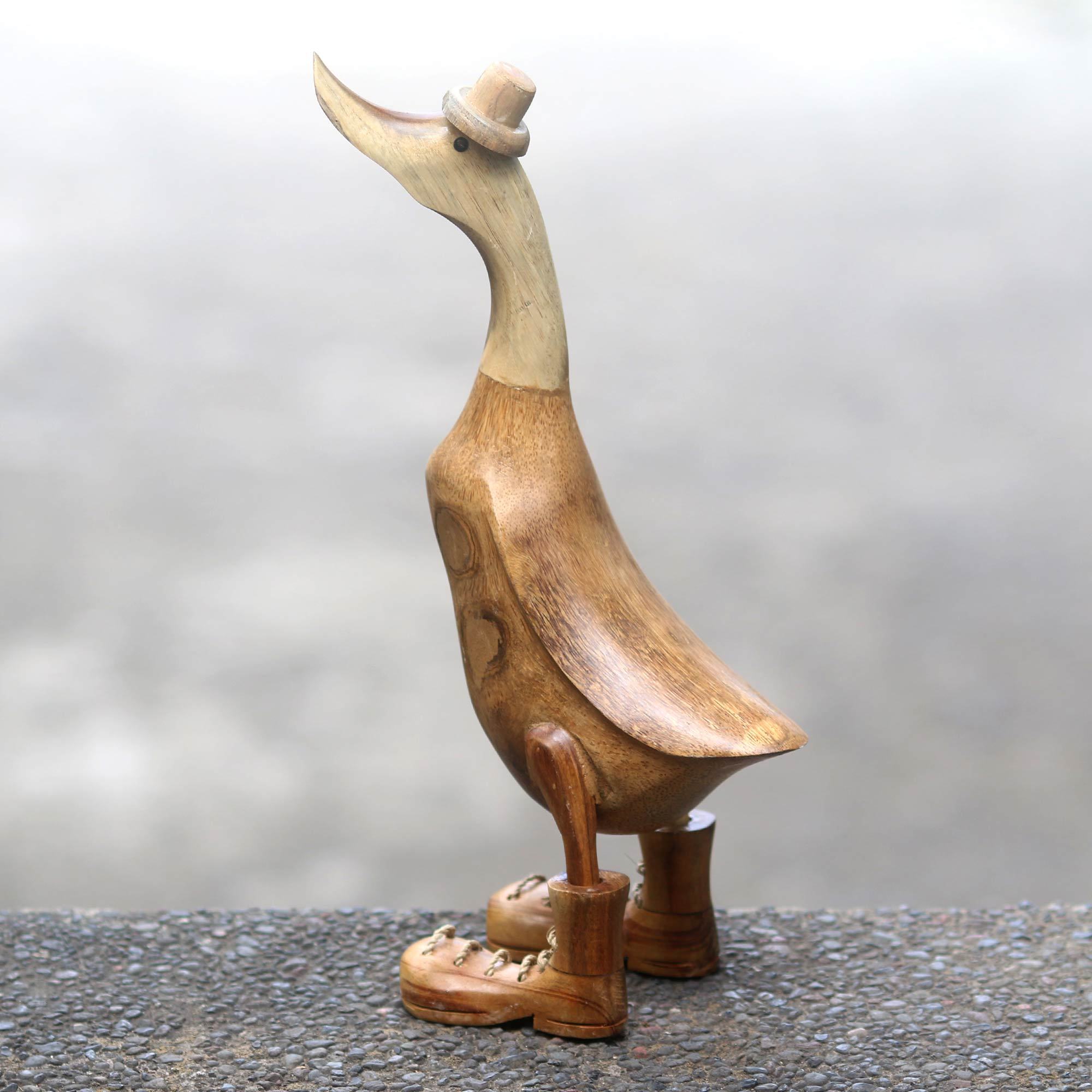 Artisan Crafted Wooden Duck Sculpture in Boots (18 Inch) - Uncle Duck