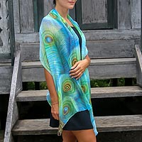 Silk shawl, 'Peacock Feather'