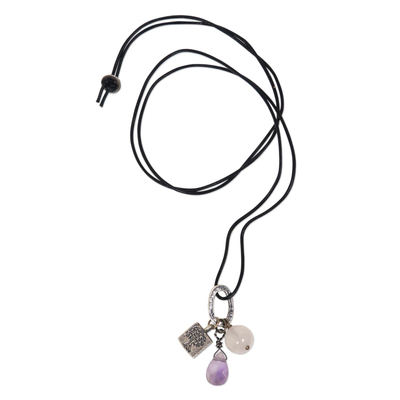 Hand Crafted Sterling Silver and Gemstone Charm Necklace