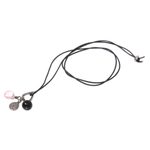Rose quartz, onyx and sterling silver charm necklace, 'Lotus Glow' - Handmade Sterling Silver Charm and Gemstone Bead Necklace