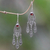 Garnet chandelier earrings, 'Balinese Wind Chime' - Handcrafted Garnet Chandelier Earrings in Sterling Silver
