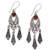 Garnet chandelier earrings, 'Balinese Wind Chime' - Handcrafted Garnet Chandelier Earrings in Sterling Silver thumbail