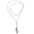 Amethyst lariat necklace, 'Green Banyan Tree' - Handmade Lariat Necklace with Amethyst Pearl and Quartz