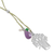 Amethyst lariat necklace, 'Green Banyan Tree' - Handmade Lariat Necklace with Amethyst Pearl and Quartz