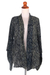 Rayon batik jacket, 'Bedeg' - Fair Trade Womens 100% Rayon Hand Stamped Kimono Sleeve Open (image 2d) thumbail