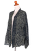 Rayon batik jacket, 'Bedeg' - Fair Trade Womens 100% Rayon Hand Stamped Kimono Sleeve Open (image 2e) thumbail