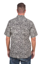 Men's cotton batik shirt, 'Bedeg' - Men's Cotton Batik Button Down Short Sleeve Shirt