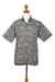 Men's cotton batik shirt, 'Bedeg' - Men's Cotton Batik Button Down Short Sleeve Shirt (image 2d) thumbail