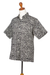 Men's cotton batik shirt, 'Bedeg' - Men's Cotton Batik Button Down Short Sleeve Shirt (image 2e) thumbail