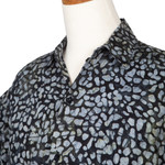 Men's cotton batik shirt, 'Borneo Slate' - Men's Green and Black Short Sleeves Cotton Batik Shirt