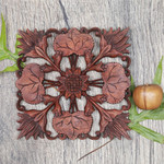 Wood wall panel, 'Lotus Garden' - Artisan Crafted Suar Wood Wall Panel with Floral Motif