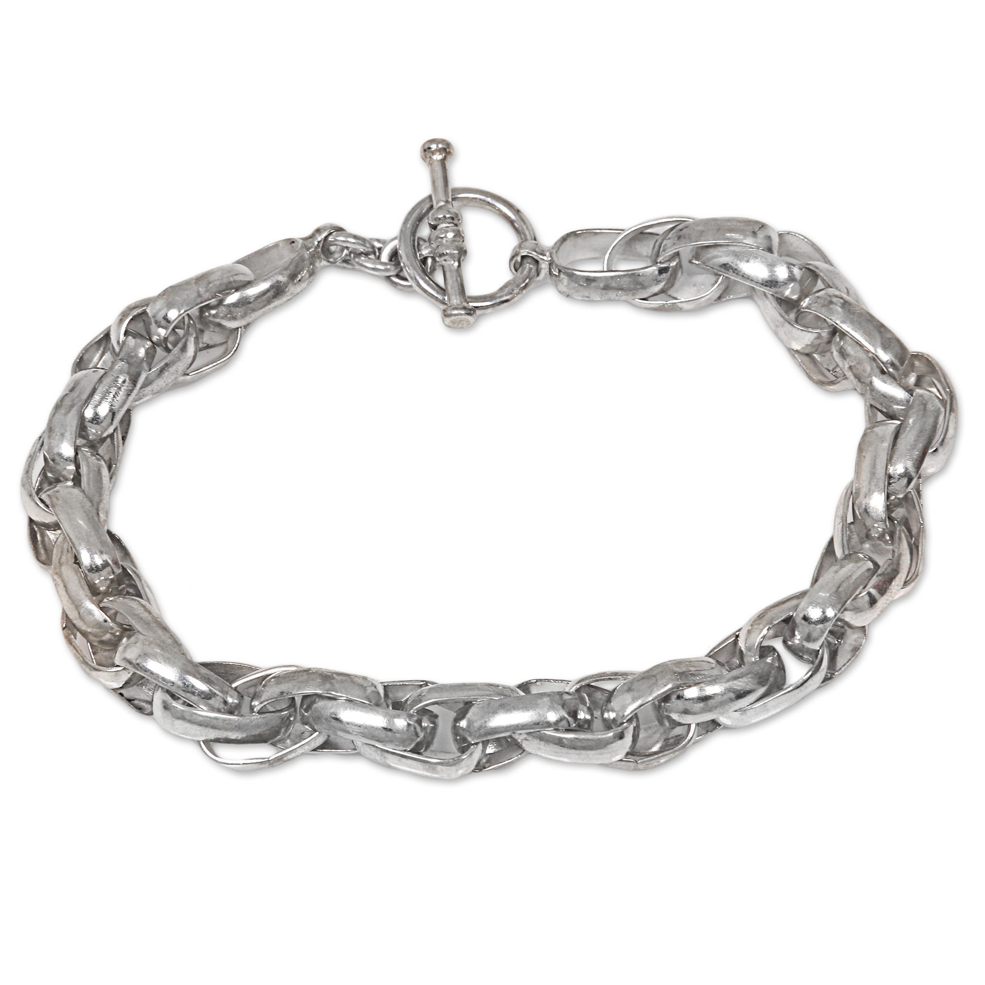 Hand Crafted Men's Sterling Silver Chain Bracelet from Bali - Overdrive ...