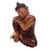 Holzskulptur - Balinesische friedliche Buddha-Skulptur von Hand geschnitzt