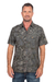 Men's cotton shirt, 'Military Olive' - Mens Safari Style 100% Cotton Short Sleeve Cotton Shirt with (image 2a) thumbail