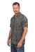 Men's cotton shirt, 'Military Olive' - Mens Safari Style 100% Cotton Short Sleeve Cotton Shirt with (image 2c) thumbail