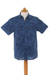 Men's cotton shirt, 'Military Blue' - Men's Military Style Blue Cotton Shirt with Short Sleeves (image 2e) thumbail