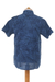 Baumwollhemd für Herren - Blaues Baumwollhemd für Herren im Militärstil mit kurzen Ärmeln