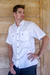 Men's cotton shirt, 'Military White' - Mens Safari Style 100% White Cotton Short Sleeve Cotton Shir thumbail