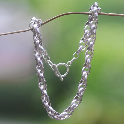 Sterling silver chain link necklace, 'Bold Links' - Substantial Hand Crafted Sterling Silver Chain Necklace
