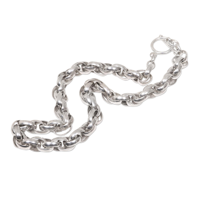 Halskette mit Kettengliedern aus Sterlingsilber - Hochwertige, handgefertigte Halskette aus Sterlingsilber
