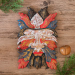 Wood wall relief panel, 'Camouflage' - Hand Carved Red and Black Wood Wall Panel from Indonesia