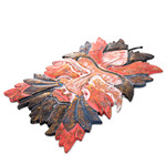 Wood wall relief panel, 'Camouflage' - Hand Carved Red and Black Wood Wall Panel from Indonesia