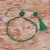 Beaded quartz bracelet, 'Green Joy' - Green Glass Bead Bracelet with Joy Charm Green Quartz Stones (image 2) thumbail