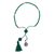Beaded quartz bracelet, 'Green Joy' - Green Glass Bead Bracelet with Joy Charm Green Quartz Stones thumbail