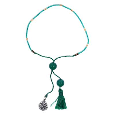 Hand Made Green Quartz Beaded Charm Bracelet from Indonesia