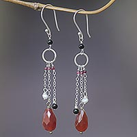 Multi-gemstone waterfall earrings, 'Jeweled Drizzle'