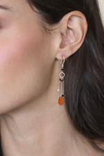 Multi-gemstone waterfall earrings, 'Jeweled Drizzle' - Handmade Multi-Gemstone Sterling Silver Waterfall Earrings