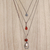 Carnelian and cultured pearl triple pendant necklace, 'Gift of the Lotus' - Multigem Sterling Silver Triple Pendant Necklace (image 2) thumbail