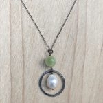 Multi-gemstone pendant necklace, 'Green Rain' - Cultured Pearl Chalcedony Pendant Necklace from Indonesia
