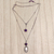 Amethyst and cultured pearl pendant necklace, 'Violet Dew' - Handcrafted Silver Amethyst Cultured Pearl Long Necklace (image 2c) thumbail
