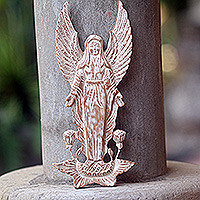 Wood relief panel, Blessed White Angel