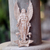 Wood relief panel, 'Blessed White Angel' - Balinese Whitewashed Angel and Lotus Blossom Relief Panel thumbail